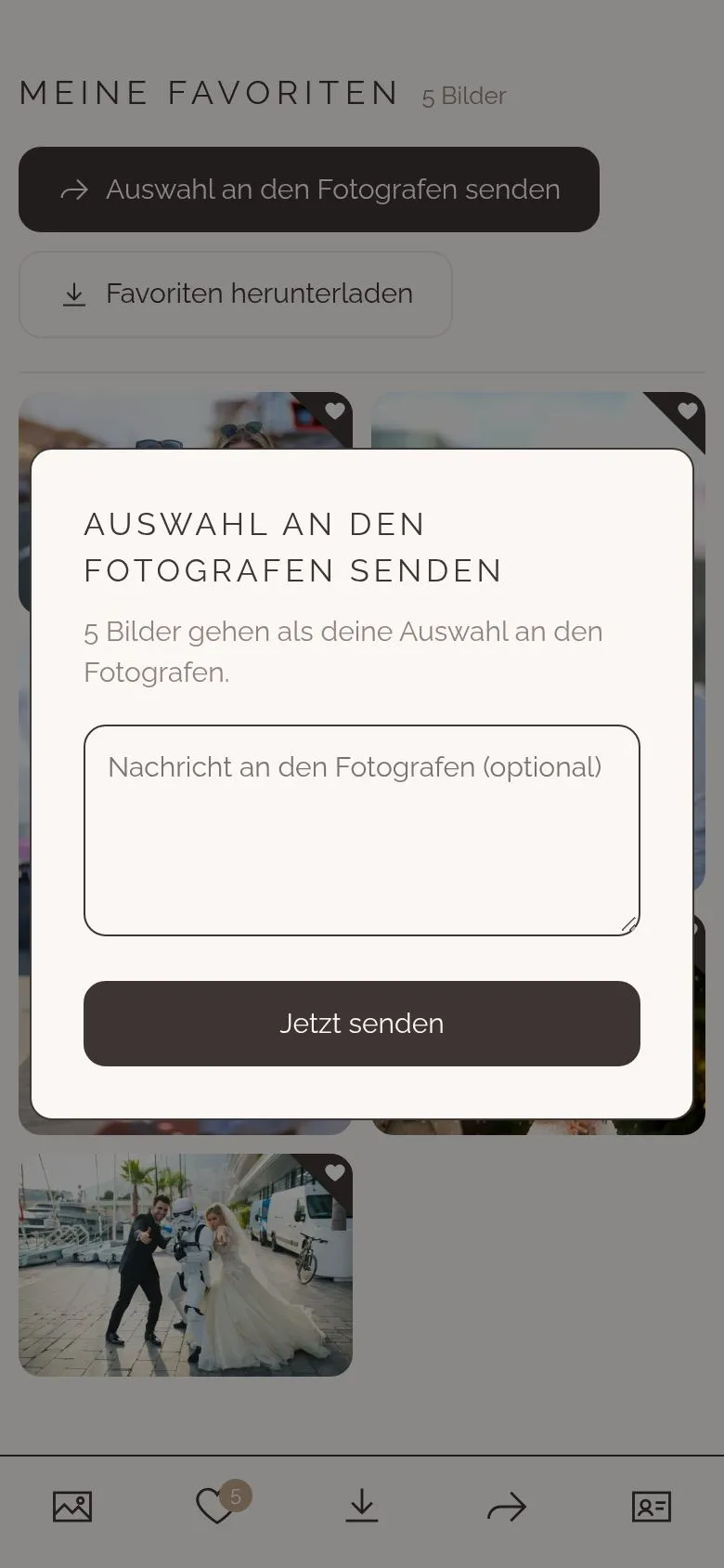Galleria sullo smartphone: invia la selezione al fotografo