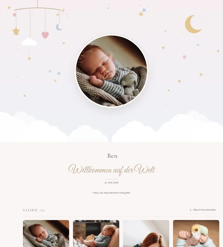 Beispiel einer Babygalerie mit der Vorlage Baby & Schwangerschaft