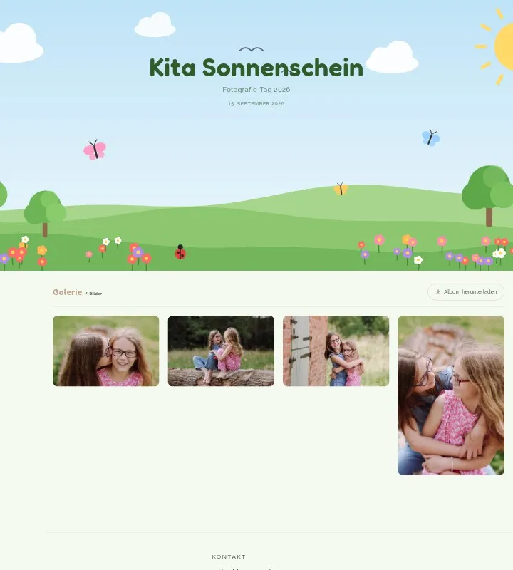 Beispiel einer Kita-Galerie mit gezeichnetem Titelbild